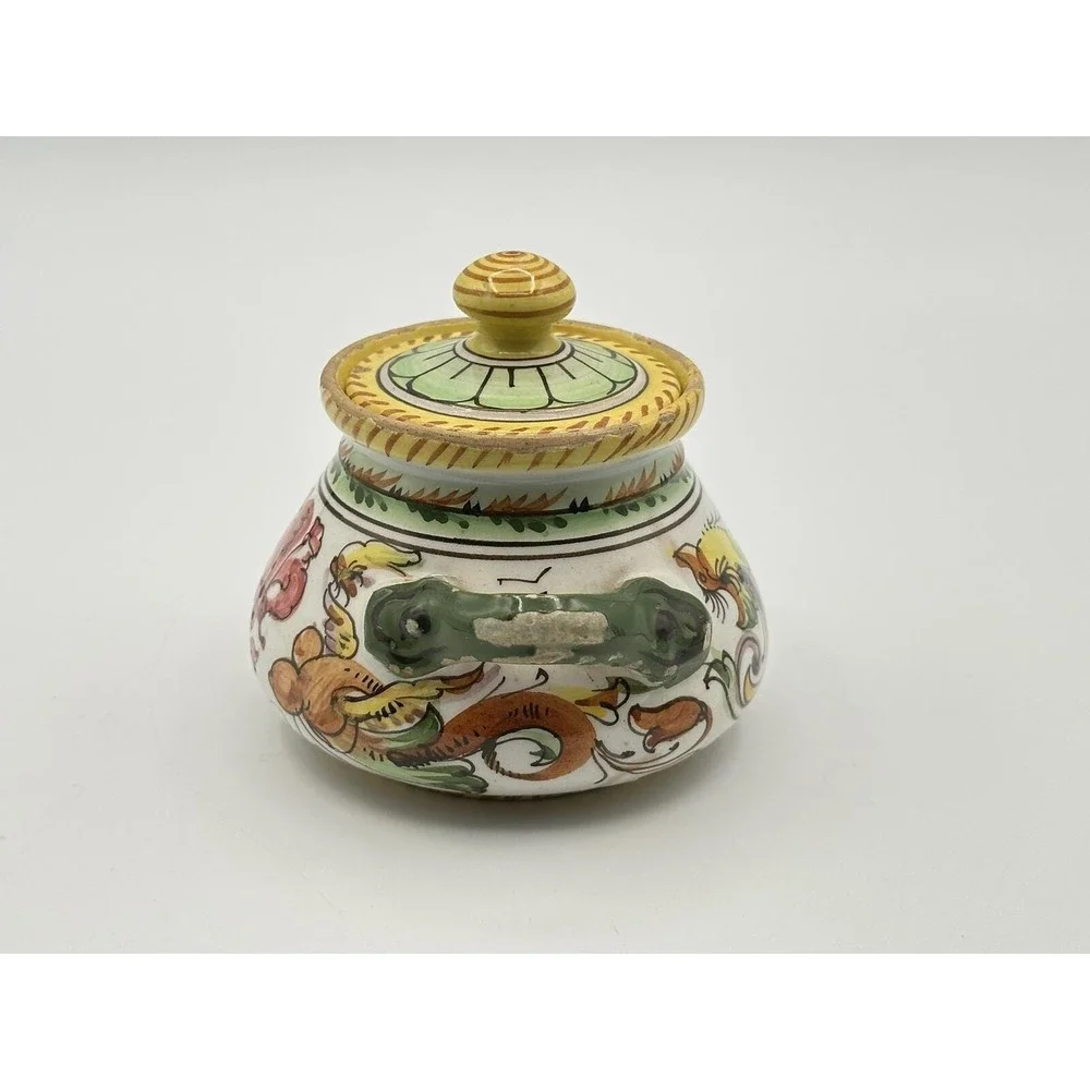 Vintage Fratelli Fanciullacci Hand‑Painted Sugar Bowl — Italian Pottery